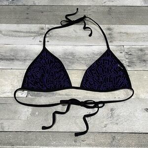VERSACE logo-print reversible bikini top - Purple/Black - Sz - 4 .EU/10 .US